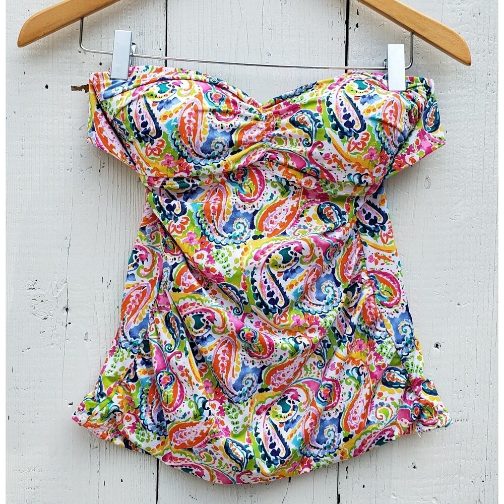 Ralph Lauren Women’s Multicolor One Piece Strapless Supportive Tankini Top Sz 6